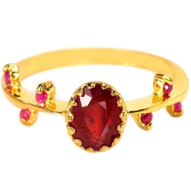 BAGUE DE CRÉATEUR VERMEIL ORNÉE RUBIS - Taille 53