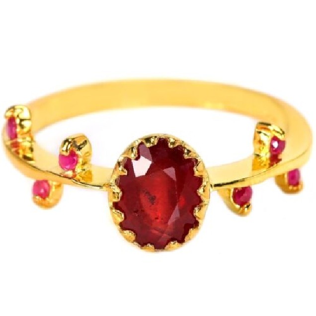 BAGUE DE CRÉATEUR VERMEIL ORNÉE RUBIS - Taille 53