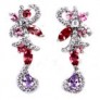 Boucles d'oreilles de créateur ornées Améthystes & Tourmalines argent 925