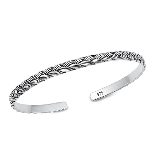 BRACELET JONC 4 MM ARGENT 925 torsade mixte