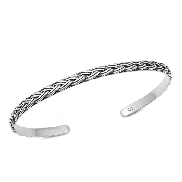 BRACELET JONC 4 MM ARGENT 925 torsade mixte