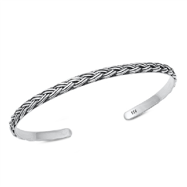 BRACELET JONC 4 MM ARGENT 925 torsade mixte