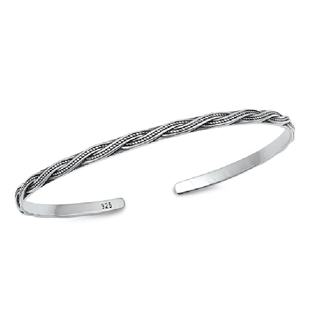 BRACELET JONC 3 MM TORSADE EN ARGENT 925