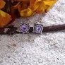 BOUCLES D'OREILLES RETRO ARGENT 925 ORNEES D'AMETHYSTE