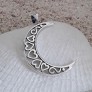 PENDENTIF Croissant de Lune et Cœurs argent 925