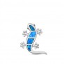 Pendentif Lézard orné d'Opale bleue en Argent 925