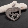 Pendentif Coeur & Dauphin orné d' Opale bleue en Argent 925