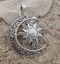 PENDENTIF mixte Lune et soleil argent 925