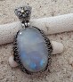 PENDENTIF médaillon ARGENT 925 & OR ORNE PIERRE DE LUNE