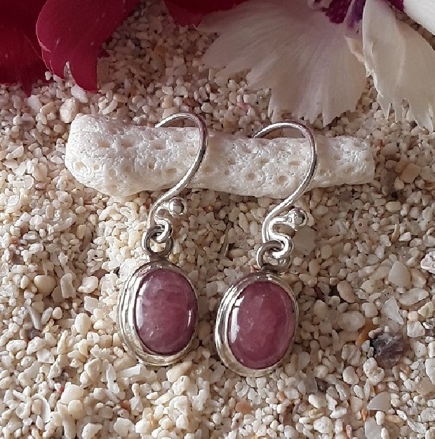 Boucles d oreilles argent 925 & Rhodocrosite rose