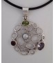 AGNES CREATIONS / BEAU PENDENTIF VINTAGE EN ARGENT 925 ORNE DE MULTI PIERRES