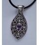 AGNES CREATIONS / JOLI PENDENTIF "GOUTTE" ARGENT 925 ORNE D'UNE AMETHYSTE POIRE