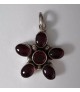 AGNES CREATIONS / PENDENTIF FLEUR VINTAGE ARGENT 925 ORNE AMETHYSTE & GRENAT