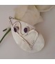 AGNES CREATIONS / PENDENTIF ART NOUVEAU1900 ARGENT 925 & NACRE ORNE AMETHYSTES