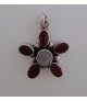 AGNES CREATIONS / PENDENTIF FLEUR VINTAGE ARGENT 925 AMETHYSTE & PIERRE DE LUNE