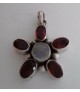 AGNES CREATIONS / PENDENTIF FLEUR VINTAGE ARGENT 925 AMETHYSTE & PIERRE DE LUNE