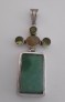 AGNES CREATIONS / BEAU PENDENTIF ARGENT 925 ORNE CALCEDOINE / CITRINE & PERIDOTS