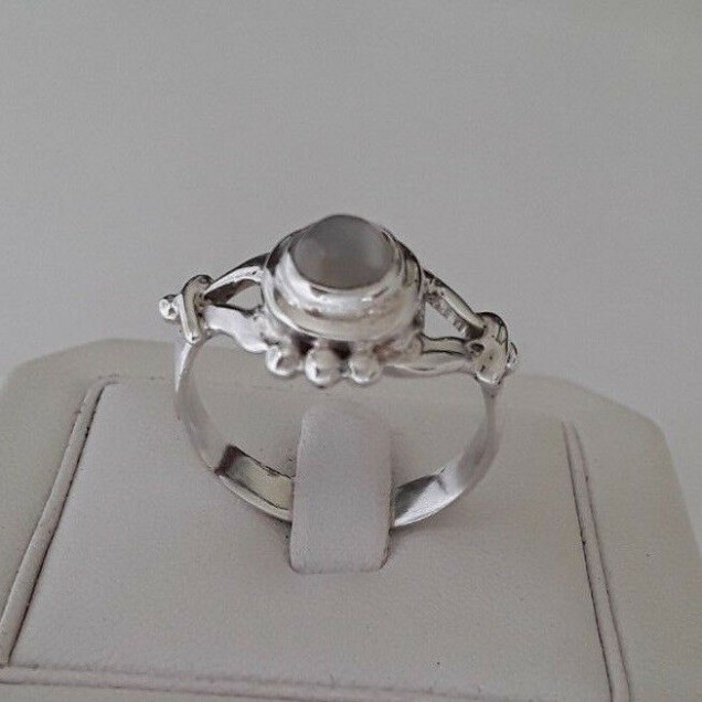 AGNES CREATIONS / JOLIE BAGUE FEMME EN ARGENT 925 ORNEE PIERRE DE LUNE TAILLE 60