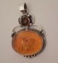  AGNES CREATIONS // SUPERBE PENDENTIF EN ARGENT 925 ORNE IMPORTANTE AMBRE