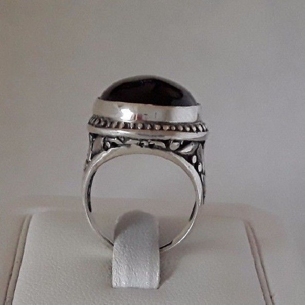 AGNES CREATIONS / SUBLIME BAGUE MODE FEMME ARGENT 925 ORNEE ONYX - TAILLE 49