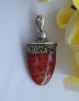 AGNES CREATIONS // JOLI PENDENTIF MODERNE EN ARGENT CORAIL GORGONE & PERLE GRISE