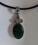  AGNES CREATIONS / JOLI PENDENTIF VINTAGE EN ARGENT 925 ORNE DE MALACHITES 