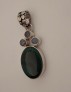  AGNES CREATIONS / JOLI PENDENTIF VINTAGE EN ARGENT 925 ORNE DE MALACHITES 