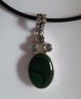  AGNES CREATIONS / JOLI PENDENTIF VINTAGE EN ARGENT 925 ORNE DE MALACHITES 