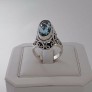 AGNES CREATIONS / BELLE BAGUE FEMME EN ARGENT 925 ORNEE TOPAZE BLEUE TAILLE 50