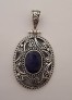  AGNES CREATIONS / JOLI PENDENTIF MEDAILLON EN ARGENT 925 ORNE D'UN LAPIS LAZULI