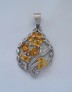  AGNES-CREATIONS / Elégant Pendentif orné Citrine Jaune Zirconium Argent 925