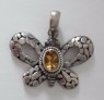 AGNES CREATIONS // BEAU PENDENTIF "PAPILLON" ARGENT 925 ORNE D'UNE CITRINE