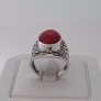 AGNES CREATIONS / BELLE BAGUE FEMME EN ARGENT 925 ORNEE CORAIL GORGONE TAILLE 52