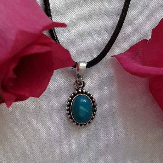 AGNES CREATIONS / Pendentif femme mode style Ancien en argent 925 & Turquoise