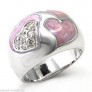 AGNES CREATIONS / BAGUE FEMME JONC EN RHODIUM COEURS NACRE ROSE TAILLE 50