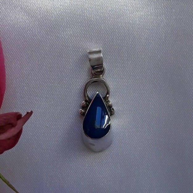 AGNES CREATIONS // Joli Pendentif Moderne en argent 925 orné Lapis Lazuli Goutte