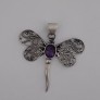 AGNES CREATIONS // BEAU PENDENTIF LIBELLULE EN ARGENT 925 ORNE AMETHYSTE