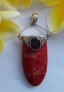 AGNES CREATIONS / PENDENTIF MIXTE LANGUE EN ARGENT MASSIF ORNE CORAIL & GRENAT