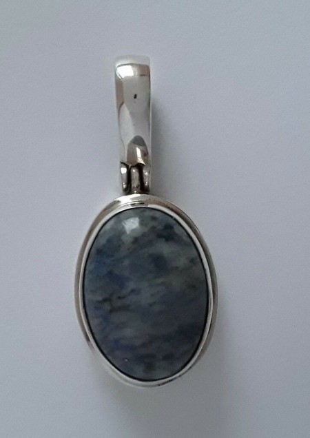 AGNES CREATIONS / BEAU PENDENTIF CABOCHON ARGENT 925 & AGATE BLEUE