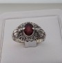 AGNES CREATIONS / BELLE BAGUE FEMME RETRO EN ARGENT 925 SERTIE GRENAT TAILLE 51