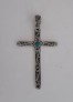 AGNES CREATIONS / PENDENTIF BELLE CROIX EN ARGENT MASSIF ORNE PETITE TURQUOISE 