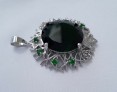  AGNES-CREATIONS / Grand Pendentif orné Emeraude verte & Zirconiums Argent 925