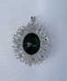  AGNES-CREATIONS / Grand Pendentif orné Emeraude verte & Zirconiums Argent 925