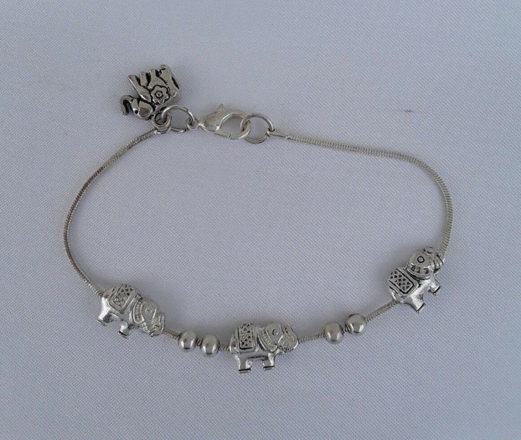  AGNES CREATIONS // BRACELET MODE ENFANT FILETTE "ELEPHANT" EN METAL ARGENTE