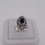 AGNES CREATIONS / JOLIE BAGUE FEMME MARQUISE ARGENT 925 ORNEE ONYX - TAILLE 58