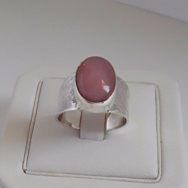 AGNES CREATIONS / BELLE BAGUE FEMME EN ARGENT 925 ORNEE RHODOCHROSITE TAILLE 56